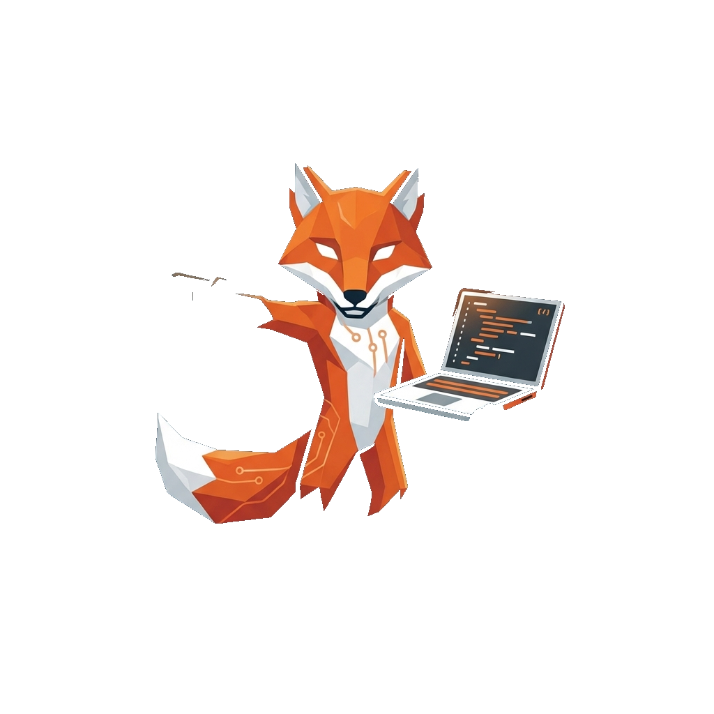 VinciFox mascot pointing at a bug